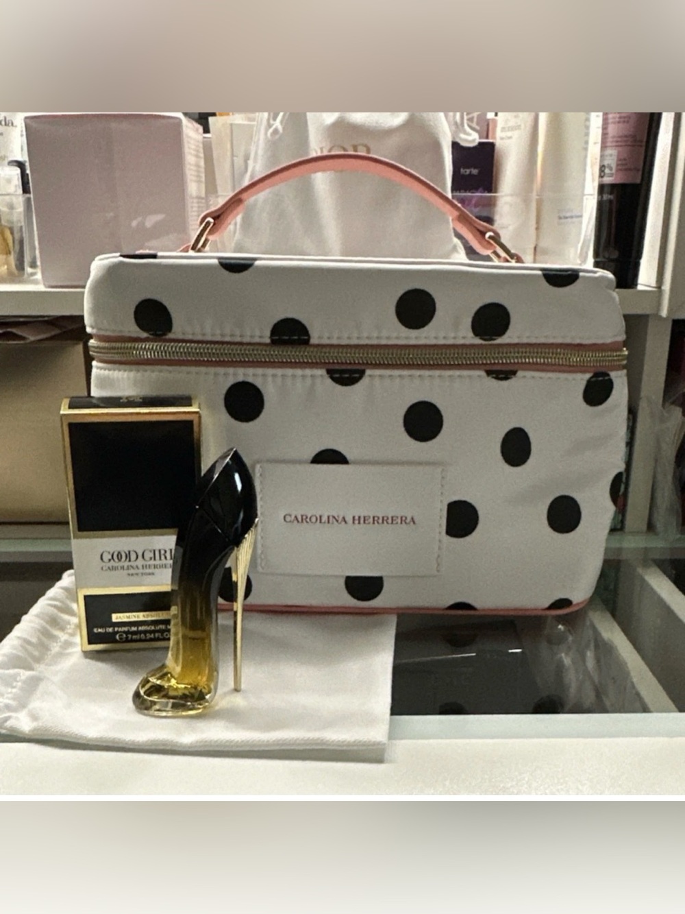 Carolina Herrera Good Girl Jasmine Absolute Mini Perfume7ml,Polka Dot Bag💛🖤🤍